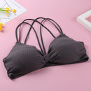 Sexy Cross Straps Knot Padded Bra Women Sports Top Bralette (Grey Blue)
