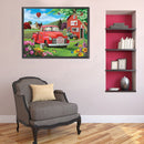 5D Diamond Painting Kit Red House and Car Full Round Drill Rhinestone DIY