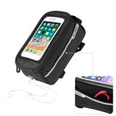 Waterproof Bicycle Front Tube Bag 6in Phone Touch Screen Saddle Bag (Black)