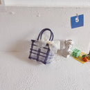 Woven Beach Basket Bag PVC Clear Women Kid Vegetable Fruit Handbag (Purple)