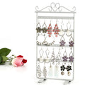 Earrings Necklace Ear Studs Jewelry Display Rack Metal Stand Holder(White)