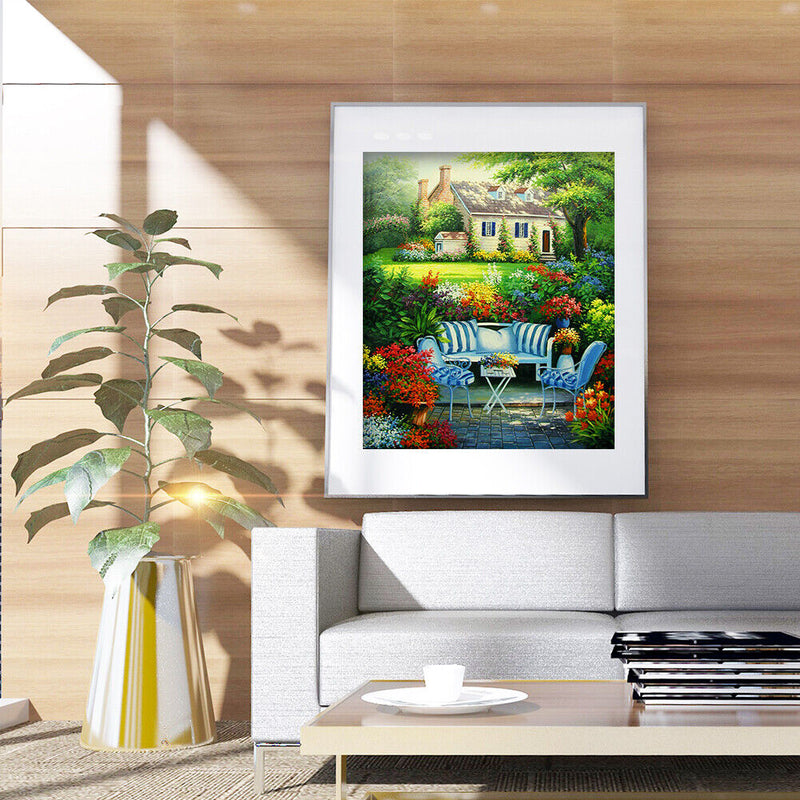 DIY Garden Mosaic Picture Kits Round Diamond Painting for Home Wall Decor Gift