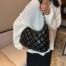 Women Quilted Rhombic Pattern Shoulder Bag Leather Female Solid Clutch Handbag