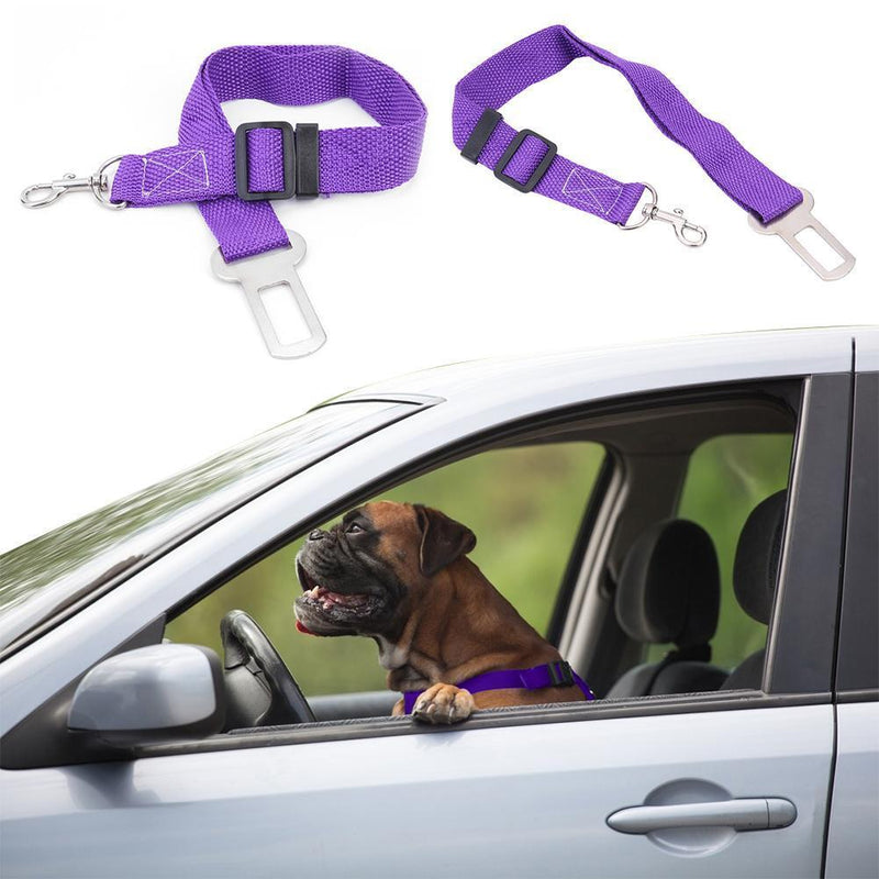 Car Pet Dog Seat Belt Puppy Safety Seatbelt Dog Harness Lead Clip (Purple) Newly