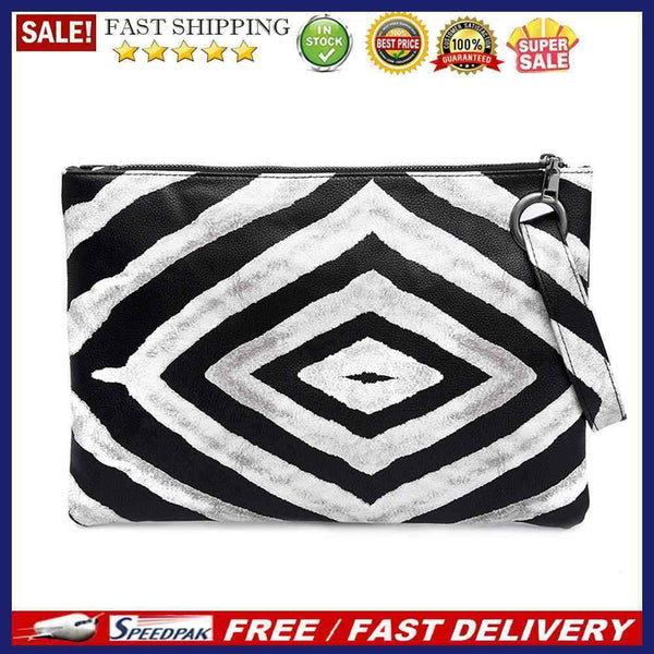 Leopard Print Leather Clutch Women Purse Zip Wallet Travel Makeup Storage Bag