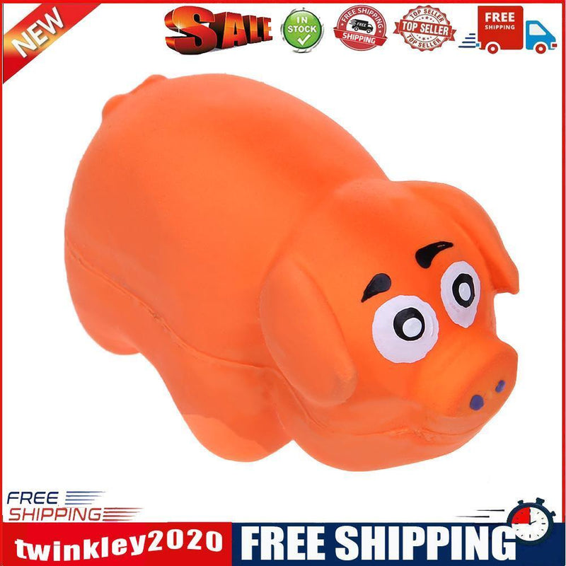 Sound Anti Squeeze Bite Resistant Latex Pig Shape Pet Dog Molars Toys(Oran