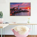 Seaside Lighthouse Frameless Oil Paint by Numbers Kit Handpainted Picture Newly