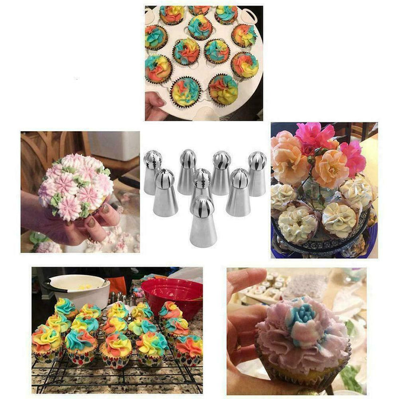 8pcs set Russian Nozzles Tulip Icing Piping Tips Cake Flowers Decoration Q6V9