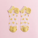 Pure Heart Thin Ankle Socks Women Transparent Silk Short Socks (Yellow) Newly