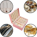 Jewelry Velvet Box with Lock Travel Earring Organizer Storage Case (Pink)