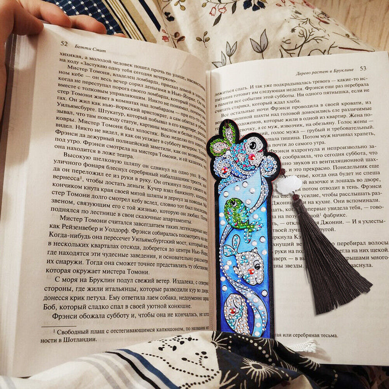 5D DIY Special Shaped Diamond Painting Exquisite Leather Tassel Bookmarks Newly