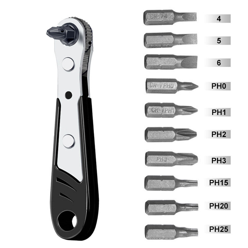1/4 inch Mini Ratchet Wrench Screwdriver with Batch Head Set Repair Tools Newly