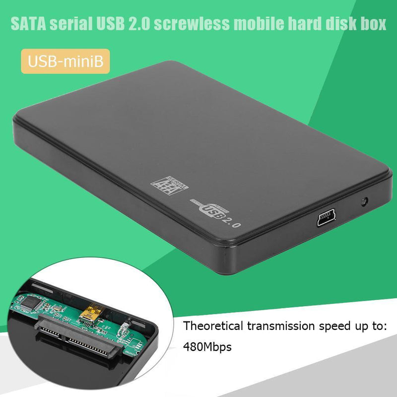 2.5 inch Hard Disk Enclosure SATA USB2.0 Tool Free External Hard Drive SSD Case