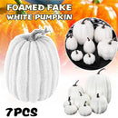 7Pcs Thanksgiving Artificial White Pumpkin Home Decoration Sets`