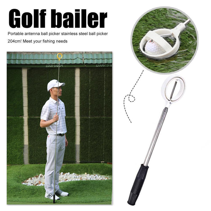 2pcs Golf Ball Retriever 8 Sections Telescopic Tool(White)