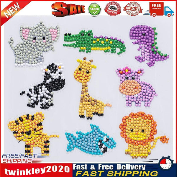 9x Kids Full Drill DIY Diamond Painting Stickers Animal Phone Cup Decals Newly
