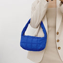 Women Space Padded Nylon Top-handle Bag Zipper Underarm Bag (Blue)