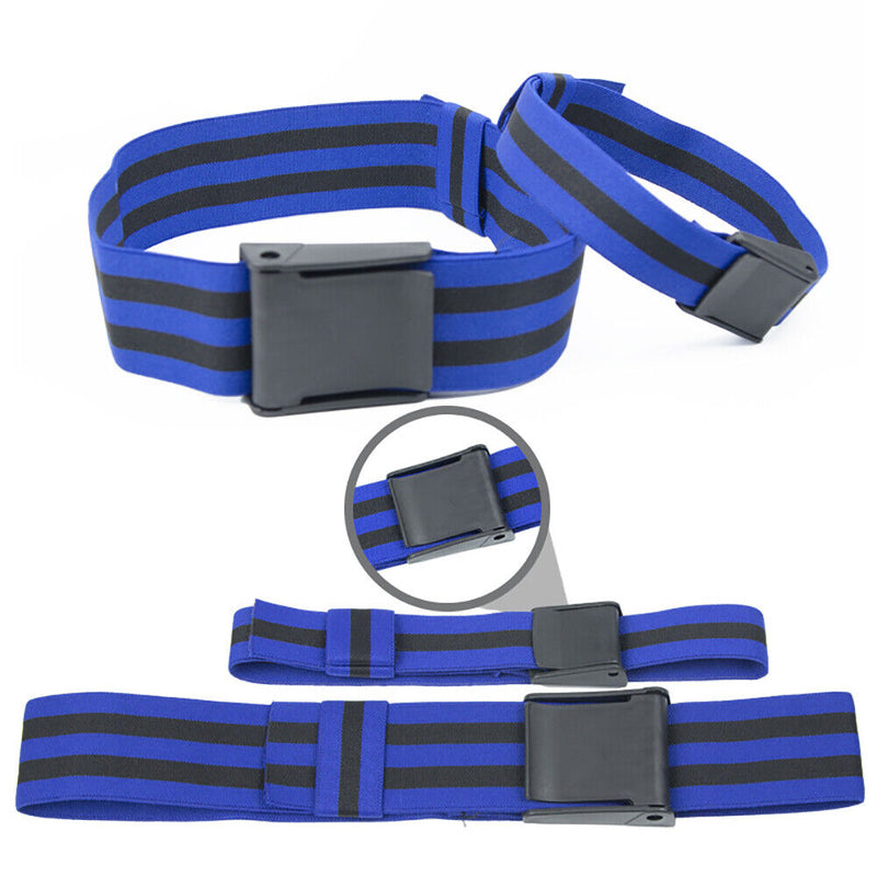 2x BFR Fitness Occlusion Bands Hip Building Blood Restriction Belt (Blue) Newly