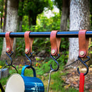 Camping Leather Hook 4 Pack Kitchen Tableware Hanging Hook (Maple Orange) Newly