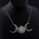 Pagan Jewelry Crystal Pentacle Pentagram Pendant Choker Triple Moon Necklace
