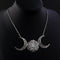 Pagan Jewelry Crystal Pentacle Pentagram Pendant Choker Triple Moon Necklace