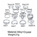 Color Elegant Statement Rings Set Hollow Heart Boho Finger Ring Leaves Flower