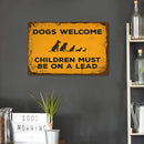 Dogs Welcome Rectangular Metal Plate Tin Painting Signs Cave Wall Art Poster