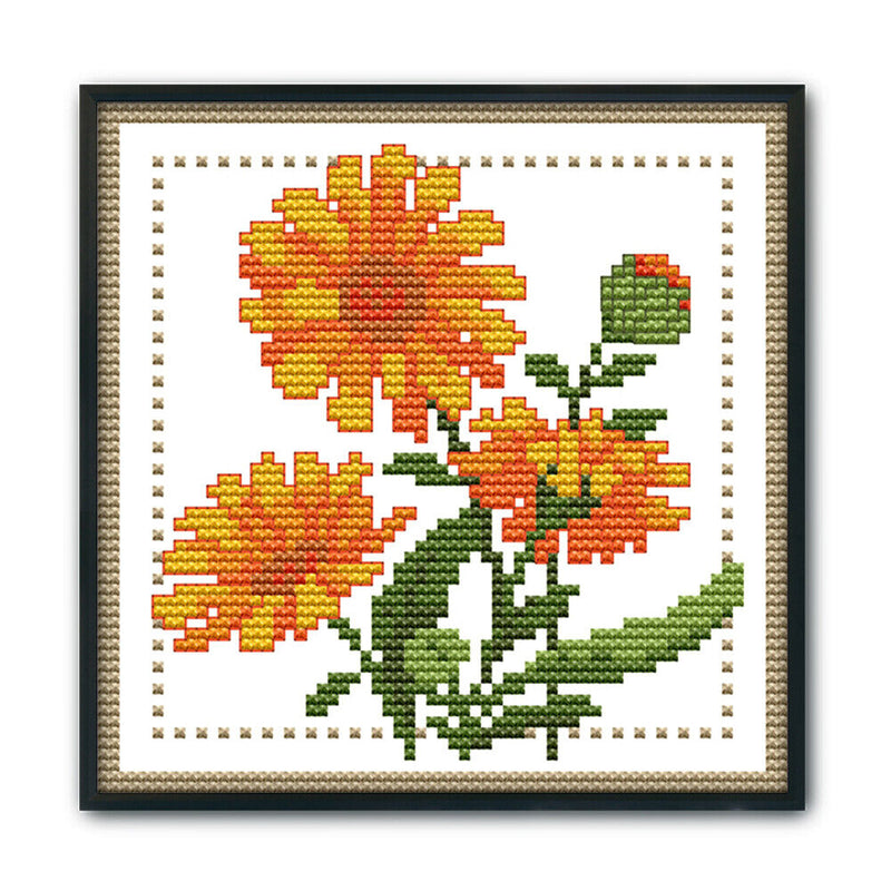 12 Months Flower Cross Stitch Printed Canvas DIY Needlework (October H432)
