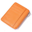 Simple Leather Zipper Solid Color Litchi Pattern Wallet Men Women Card Holder