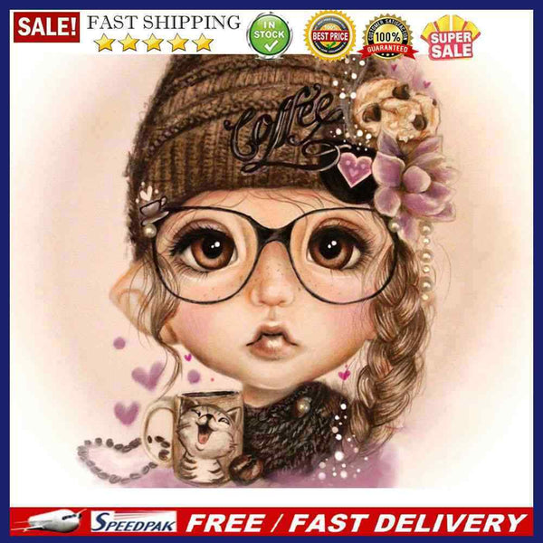 Coffee Girl Oil Paint By Numbers Kits Canvas Picture Wall Art DIY Craft Col