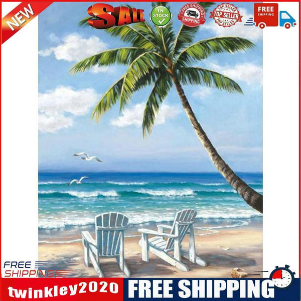 Oil Paint By Numbers Seaside Coloring Picture Digital Drawing L455