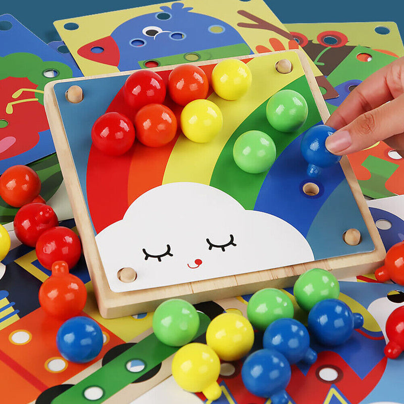 Mushroom Nail Puzzle Educational Didactical Intelligent Games DIY Flash Board