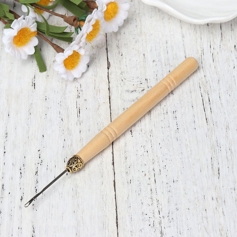 DIY Kit Crafts Wooden Handle Weaving Braids Tools Crochet Hook Knitting Needle