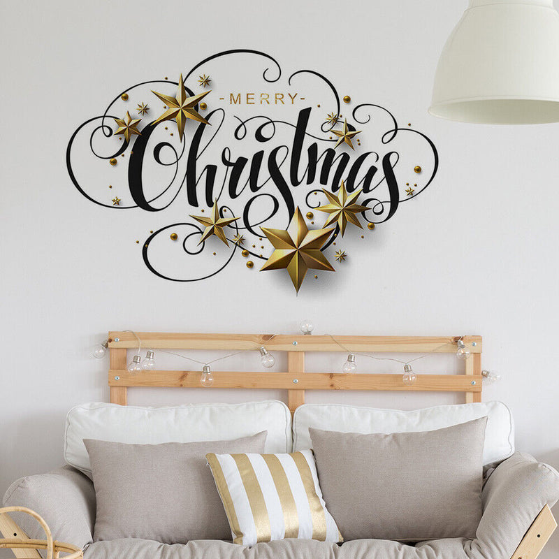 Merry Christmas Self-Adhesive Wall Stickers PVC Removable Background Wall Decals