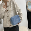Retro Women Plush Solid Color Messenger Bag Chain Small Handbags (01 Blue)