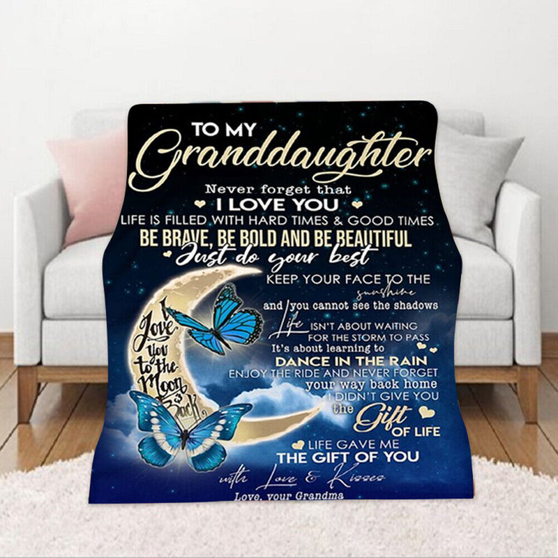 Soft Cozy Quilts Letter Print Fleece Throw Blanket for Household Travel Sofa