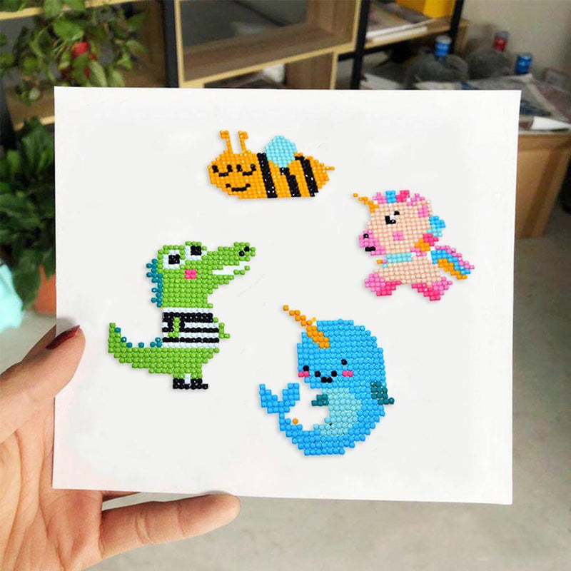 DIY Full Drill Round Cartoon Animal Diamond Painting Xmas Children Stickers