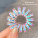 Telephone Wire Elastic Hairbands Women Ponytail Holder Hair Ties (White)