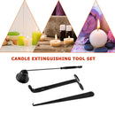 Candle Oil Lamp Extinguisher Kit Stainless Steel Snuffer Hook Cutter Durable Set