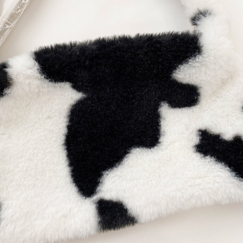 Animal Pattern Underarm Bag Women Mini Plush Shoulder Handbags Purse (13)