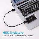 HDD Enclosure Mobile Hard Drive Cases HDD Box mSATA to Type-C 3.1 for Notebook