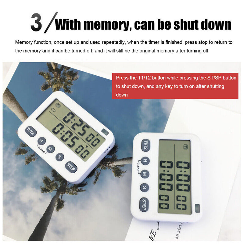 LCD Digital Screen Kitchen Timer Cooking Count Up Countdown Alarm Clock
