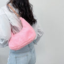 Autumn Winter Retro Women Hobos Underarm Bag Chain Plush Large Capacity Handbags