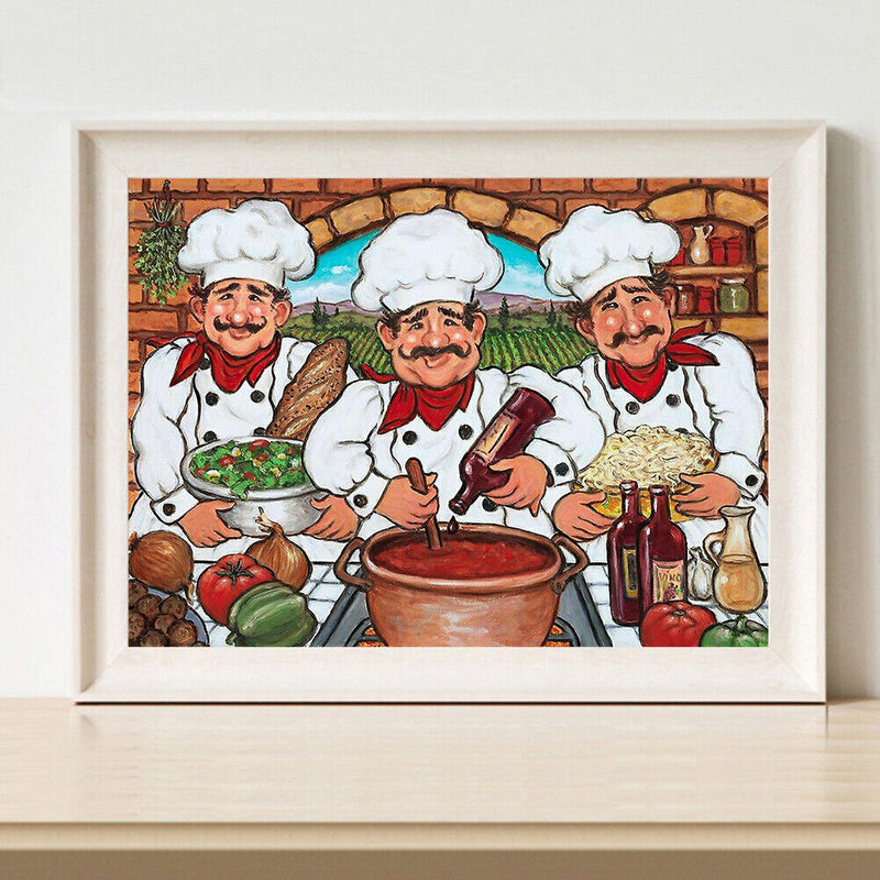 Three Chefs Canvas Paint By Numbers Oil Hand Painted Drawing Kit Home Decor