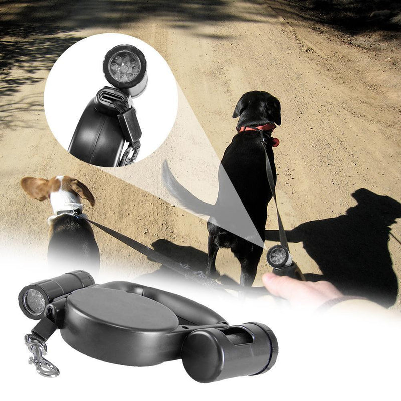 Automatic Retractable LED Pet Dog Leash with Garbage Bag Walking Traction R