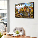 11CT Full Embroidery DIY Autumn Cottage Stamped Cross Stitch Art Needlework Kit