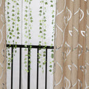 2pc semi blackout curtains and rattan leaf partition decoration light coffe