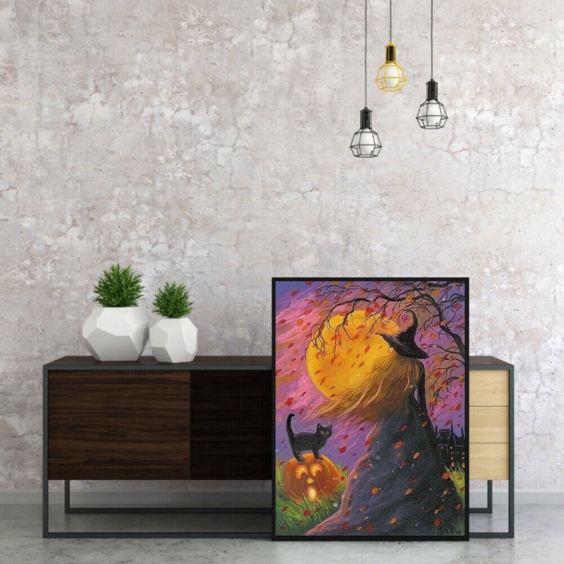 Frameless Oil Paint By Numbers DIY Witch Picture Craft Living Room Decoration