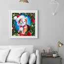 Christmas Cat Oil Paint By Numbers Kits Canvas DIY Picture Hand Painted Wall Art