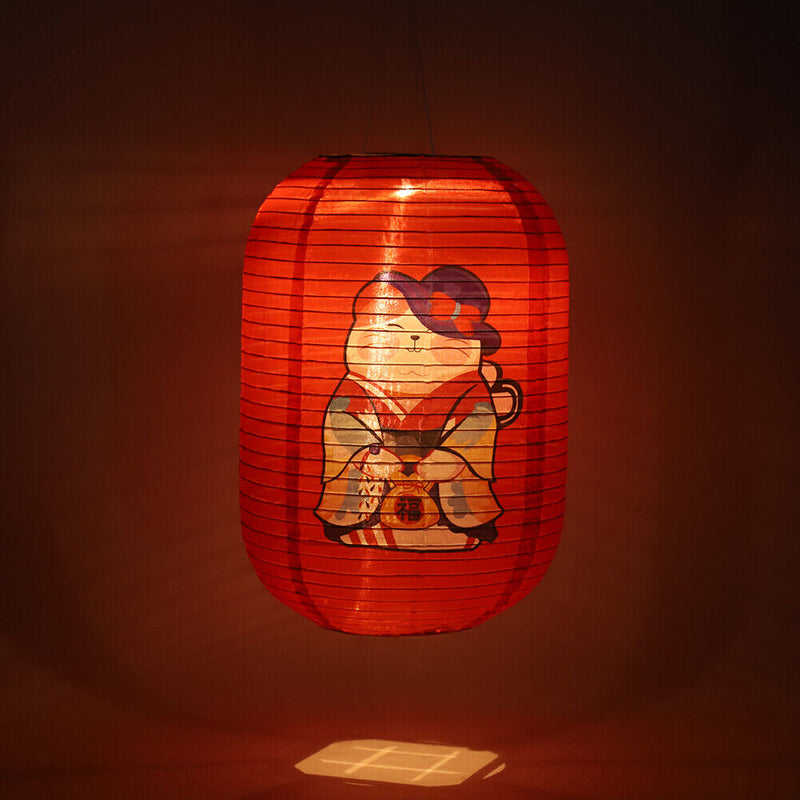 #A Solar Lanterns Chinese Japanese Print Hanging Lamp Outdoor Garden Party Light